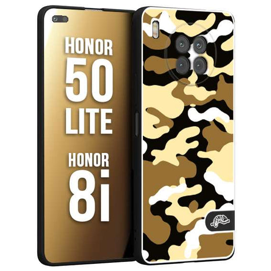 CUSTOMIZZA - Custodia cover nera morbida in tpu compatibile per Honor 8i - Honor 50 LITE camouflage mimetico militare giallo desert brown