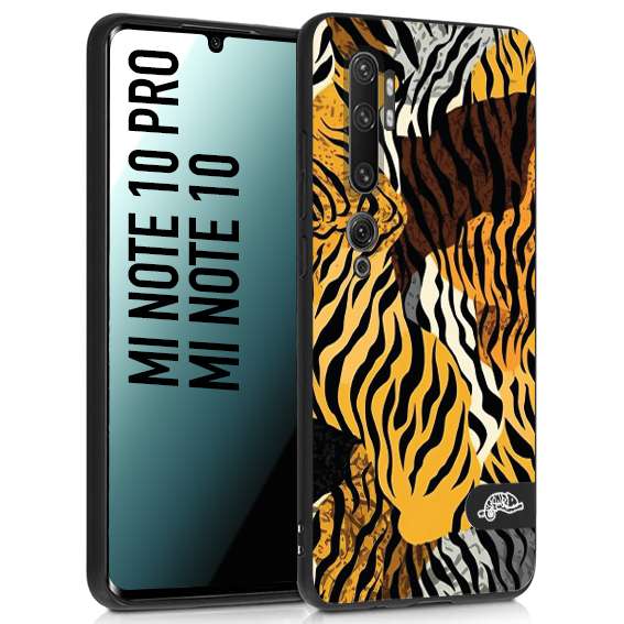 CUSTOMIZZA - Custodia cover nera morbida in tpu compatibile per Xiaomi Mi Note 10 - Mi Note 10 Pro leopardato tigrato tiger colorata donna fashion estate