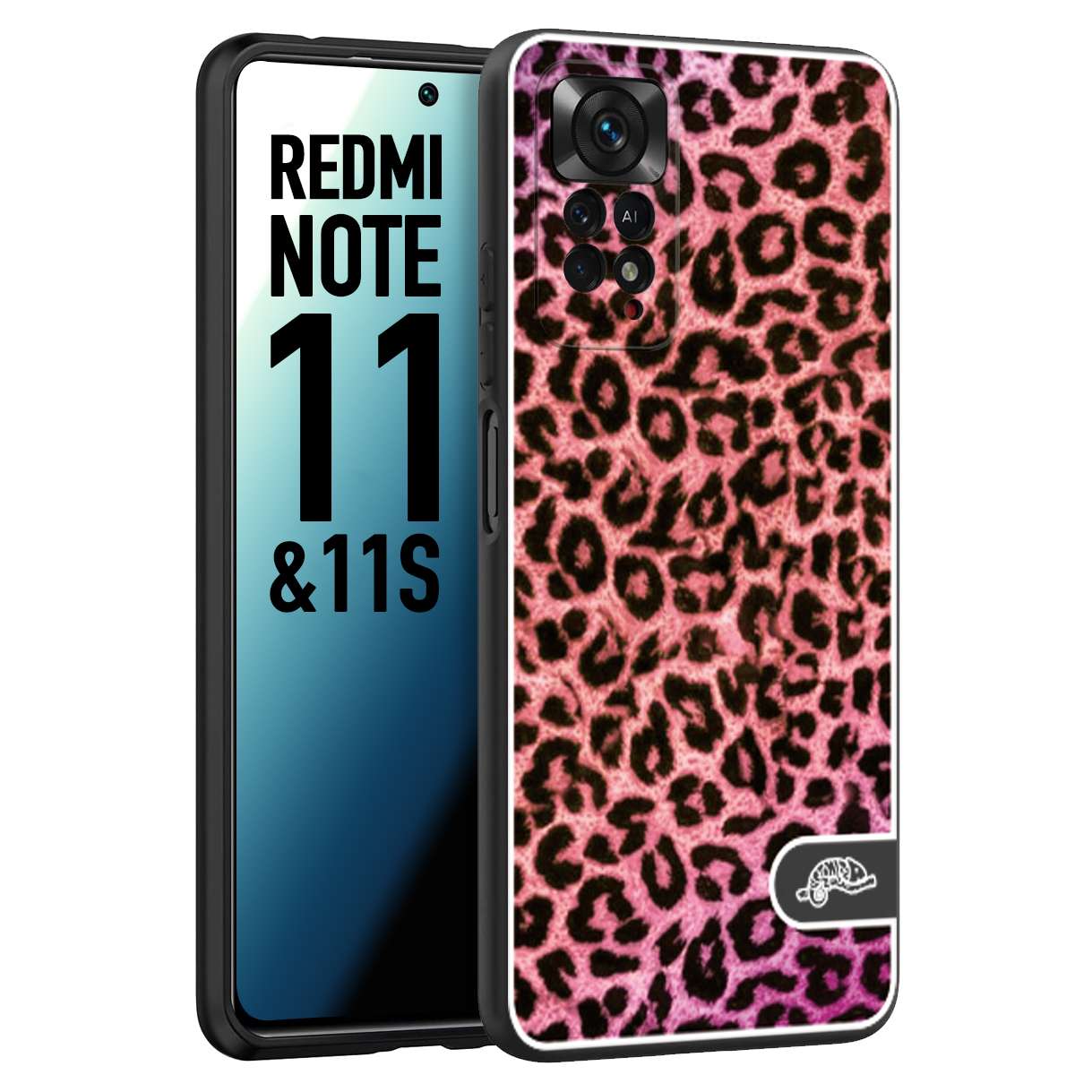 CUSTOMIZZA - Custodia cover nera morbida in tpu compatibile per Xiaomi Redmi Note 11 - Note 11S leopardato maculato donna rosa leopard