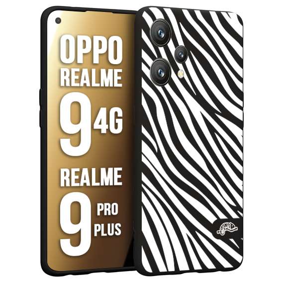 CUSTOMIZZA - Custodia cover nera morbida in tpu compatibile per Oppo Realme 9 4G - 9 PRO PLUS zebrata maculata a rilievo soft touch donna bianca