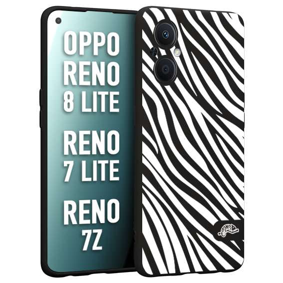 CUSTOMIZZA - Custodia cover nera morbida in tpu compatibile per Oppo Reno 7 Lite - 8 Lite - 7Z zebrata maculata a rilievo soft touch donna bianca