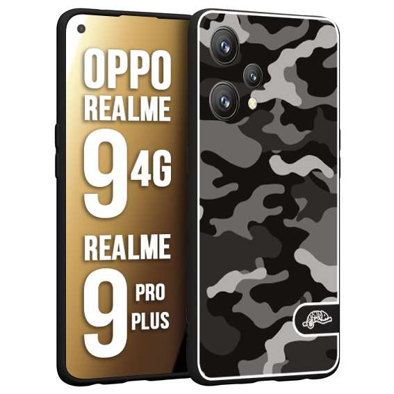 CUSTOMIZZA - Custodia cover nera morbida in tpu compatibile per Oppo Realme 9 4G - 9 PRO PLUS camouflage mimetico militare nero black grigio
