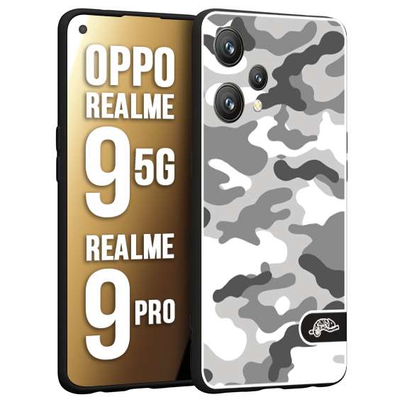 CUSTOMIZZA - Custodia cover nera morbida in tpu compatibile per Oppo Realme 9 5G - 9 PRO camouflage mimetico militare bianco white