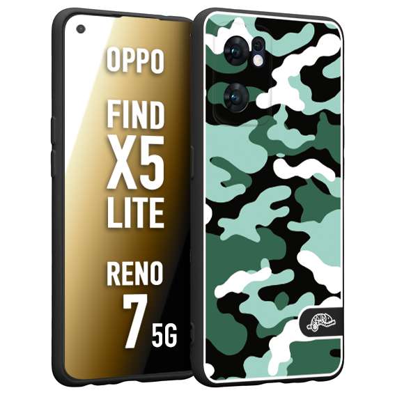 CUSTOMIZZA - Custodia cover nera morbida in tpu compatibile per Oppo Reno 7 - Find X5 LITE camouflage mimetico militare verde green