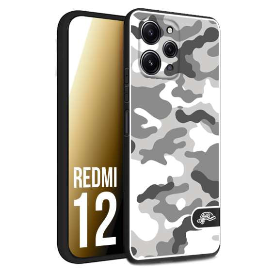 CUSTOMIZZA - Custodia cover nera morbida in tpu compatibile per Xiaomi Redmi 12 camouflage mimetico militare bianco white