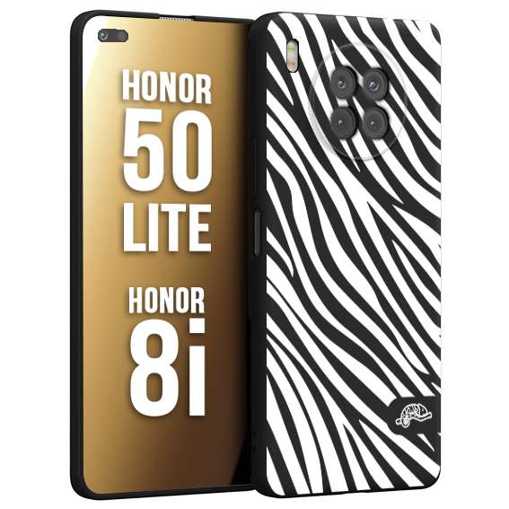 CUSTOMIZZA - Custodia cover nera morbida in tpu compatibile per Honor 8i - Honor 50 LITE zebrata maculata a rilievo soft touch donna bianca