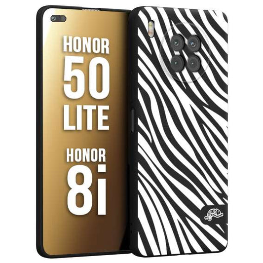 CUSTOMIZZA - Custodia cover nera morbida in tpu compatibile per Honor 8i - Honor 50 LITE zebrata maculata a rilievo soft touch donna bianca