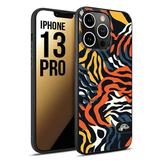 CUSTOMIZZA - Custodia cover nera morbida in tpu compatibile per iPhone 13 PRO leopardato maculato tigrato tiger colorata gialla blu arancio