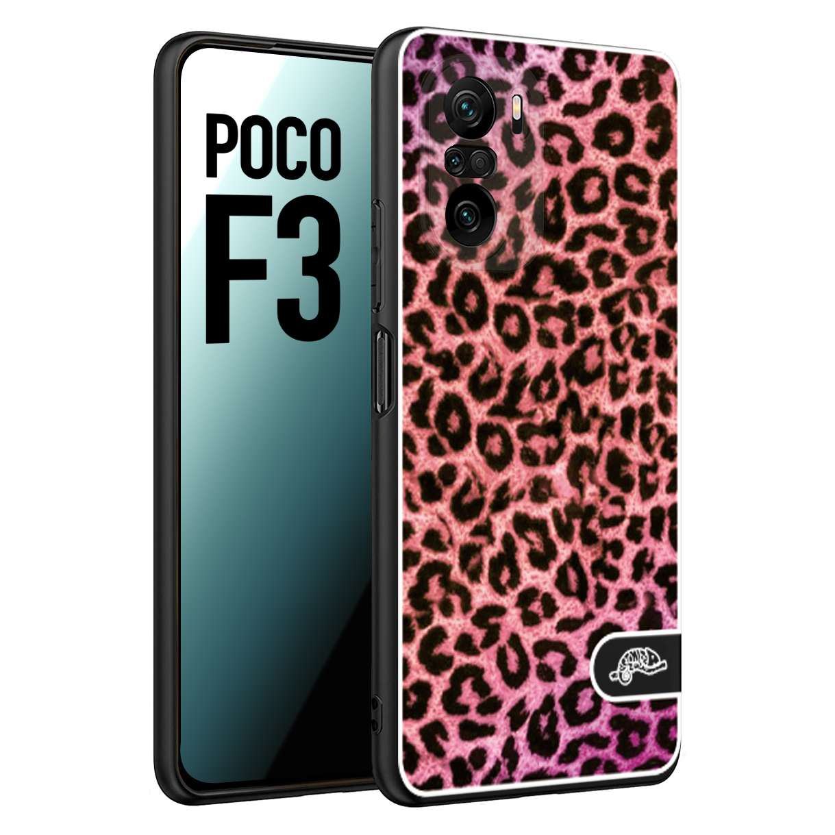 CUSTOMIZZA - Custodia cover nera morbida in tpu compatibile per Xiaomi Poco F3 leopardato maculato donna rosa leopard