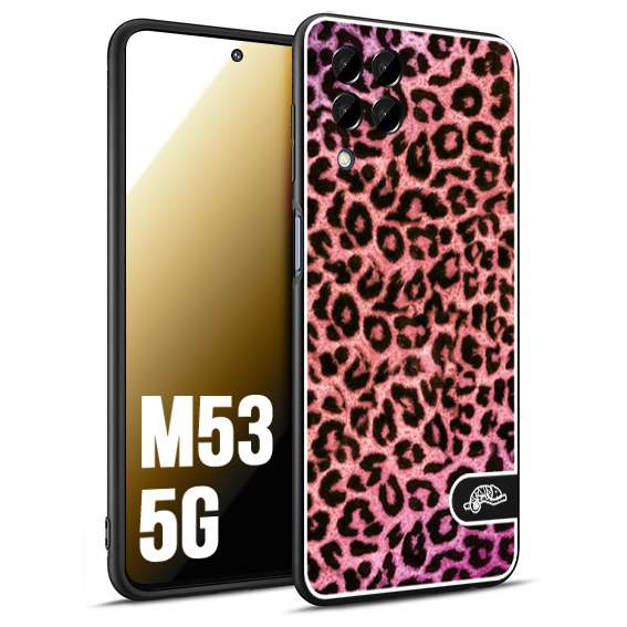 CUSTOMIZZA - Custodia cover nera morbida in tpu compatibile per Samsung M53 5G leopardato maculato donna rosa leopard
