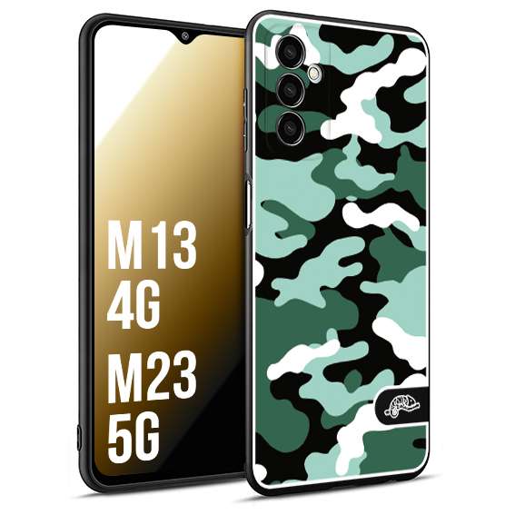 CUSTOMIZZA - Custodia cover nera morbida in tpu compatibile per Samsung M13 4G - M23 5G camouflage mimetico militare verde green