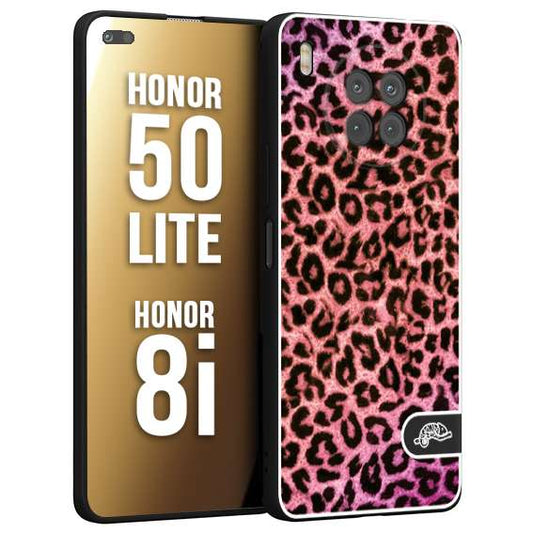 CUSTOMIZZA - Custodia cover nera morbida in tpu compatibile per Honor 8i - Honor 50 LITE leopardato maculato donna rosa leopard