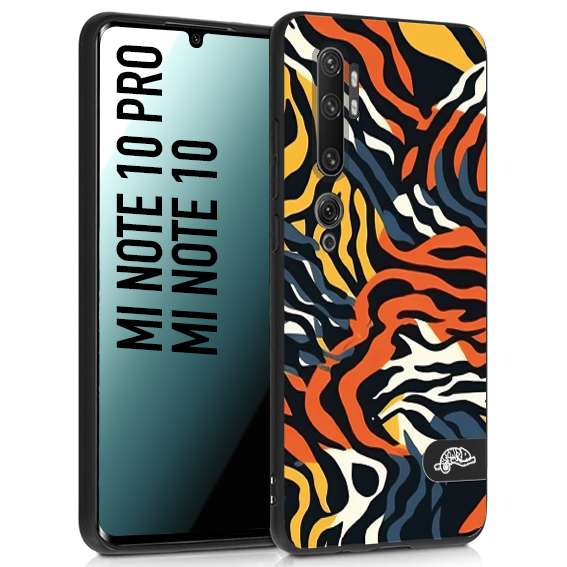 CUSTOMIZZA - Custodia cover nera morbida in tpu compatibile per Xiaomi Mi Note 10 - Mi Note 10 Pro leopardato maculato tigrato tiger colorata gialla blu arancio