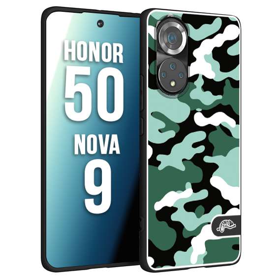 CUSTOMIZZA - Custodia cover nera morbida in tpu compatibile per Huawei Nova 9 - Honor 50 camouflage mimetico militare verde green