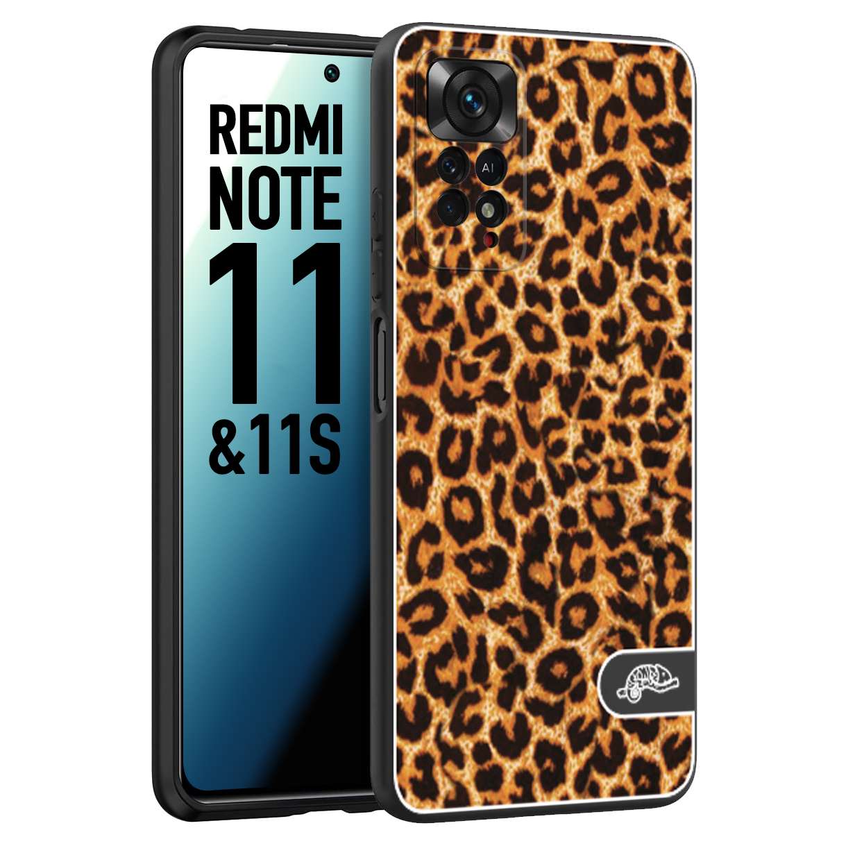 CUSTOMIZZA - Custodia cover nera morbida in tpu compatibile per Xiaomi Redmi Note 11 - Note 11S leopardato maculato donna marrone leopard brown