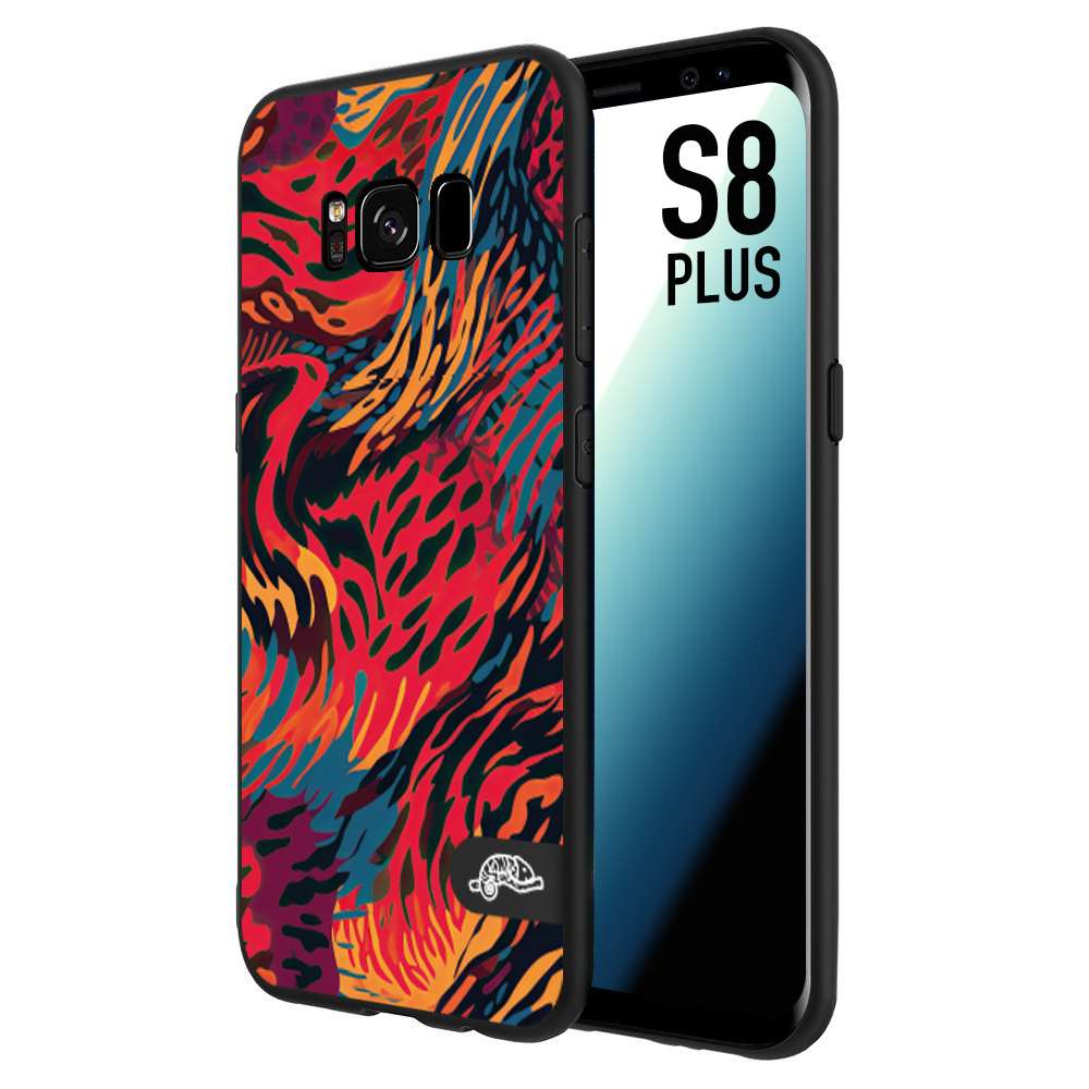 CUSTOMIZZA - Custodia cover nera morbida in tpu compatibile per Samsung S8 PLUS leopardato maculato tigrato colorata fiamme rossa blu arancione