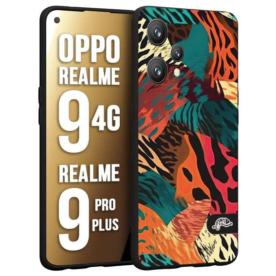 CUSTOMIZZA - Custodia cover nera morbida in tpu compatibile per Oppo Realme 9 4G - 9 PRO PLUS leopardato tigrato tiger colorata summer arancio verde fucsia