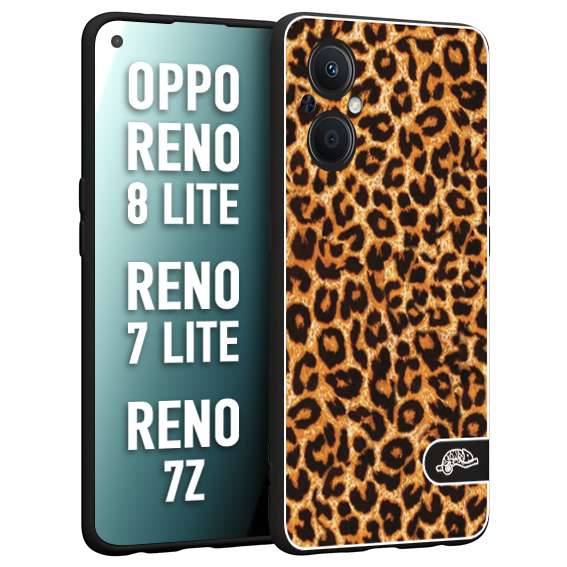 CUSTOMIZZA - Custodia cover nera morbida in tpu compatibile per Oppo Reno 7 Lite - 8 Lite - 7Z leopardato maculato donna marrone leopard brown
