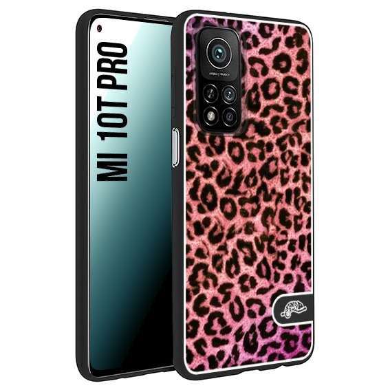 CUSTOMIZZA - Custodia cover nera morbida in tpu compatibile per Xiaomi Mi 10T PRO leopardato maculato donna rosa leopard