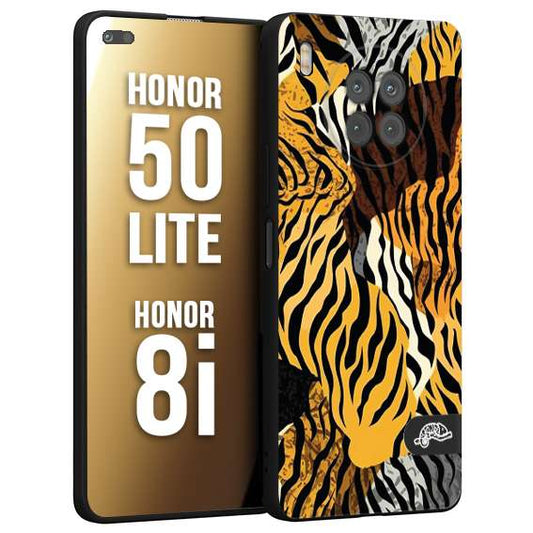 CUSTOMIZZA - Custodia cover nera morbida in tpu compatibile per Honor 8i - Honor 50 LITE leopardato tigrato tiger colorata donna fashion estate