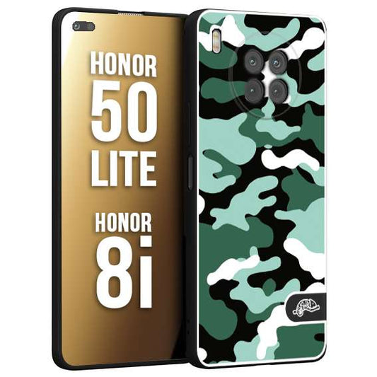 CUSTOMIZZA - Custodia cover nera morbida in tpu compatibile per Honor 8i - Honor 50 LITE camouflage mimetico militare verde green