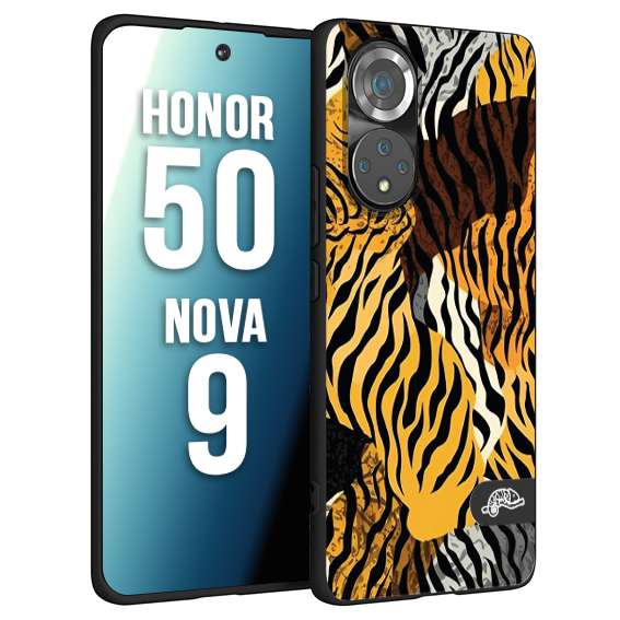 CUSTOMIZZA - Custodia cover nera morbida in tpu compatibile per Huawei Nova 9 - Honor 50 leopardato tigrato tiger colorata donna fashion estate