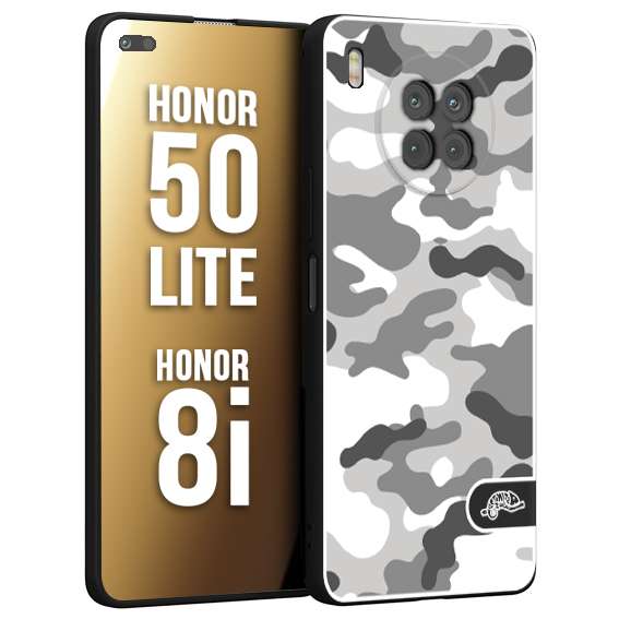 CUSTOMIZZA - Custodia cover nera morbida in tpu compatibile per Honor 8i - Honor 50 LITE camouflage mimetico militare bianco white