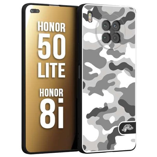 CUSTOMIZZA - Custodia cover nera morbida in tpu compatibile per Honor 8i - Honor 50 LITE camouflage mimetico militare bianco white