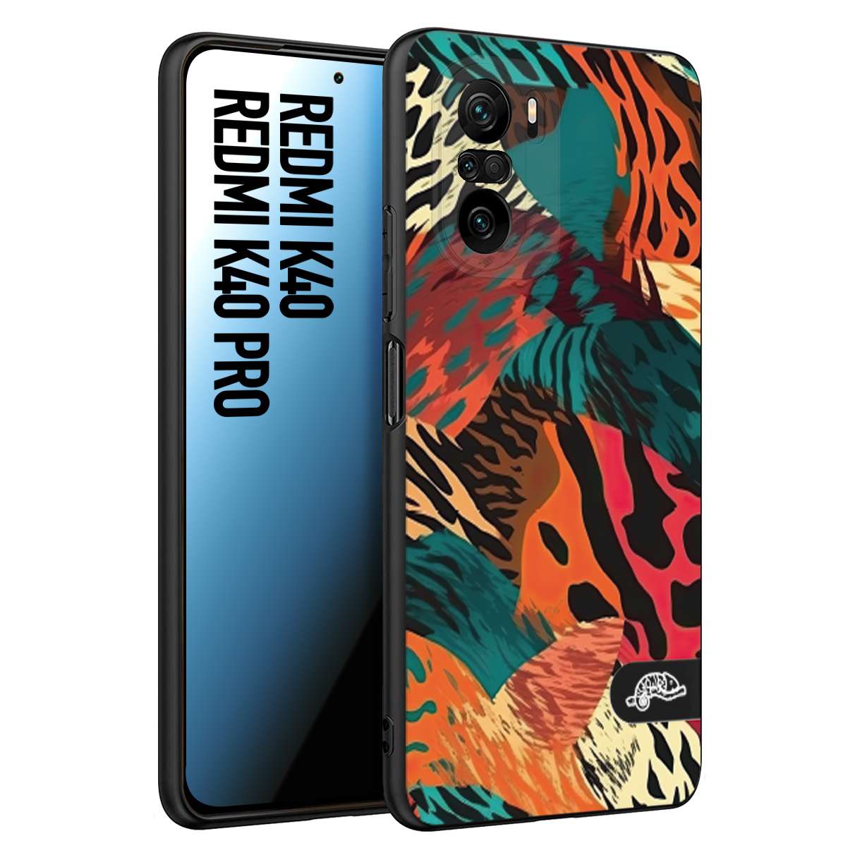 CUSTOMIZZA - Custodia cover nera morbida in tpu compatibile per Xiaomi Redmi K40 - K40 Pro leopardato tigrato tiger colorata summer arancio verde fucsia