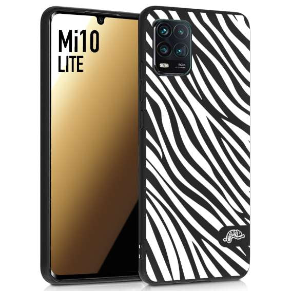 CUSTOMIZZA - Custodia cover nera morbida in tpu compatibile per Xiaomi Mi 10 LITE zebrata maculata a rilievo soft touch donna bianca