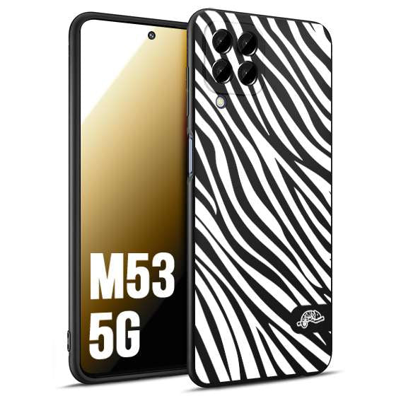 CUSTOMIZZA - Custodia cover nera morbida in tpu compatibile per Samsung M53 5G zebrata maculata a rilievo soft touch donna bianca