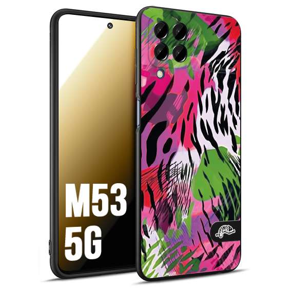CUSTOMIZZA - Custodia cover nera morbida in tpu compatibile per Samsung M53 5G leopardato tigrato tiger colorata summer color verde fucsia
