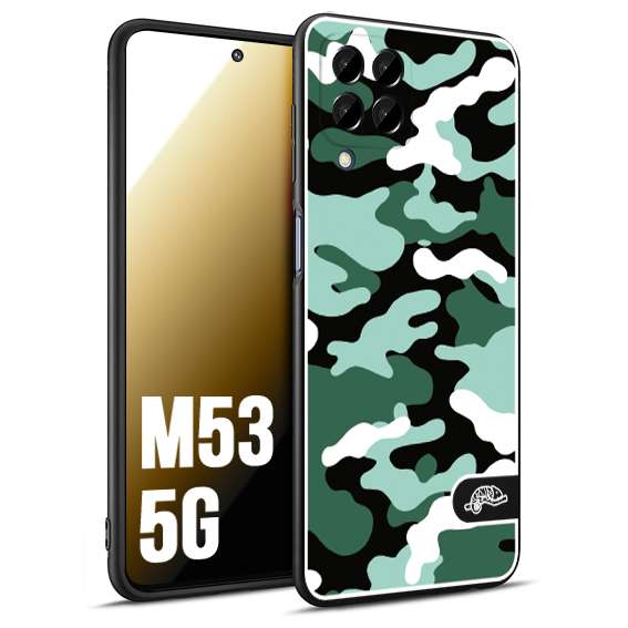 CUSTOMIZZA - Custodia cover nera morbida in tpu compatibile per Samsung M53 5G camouflage mimetico militare verde green
