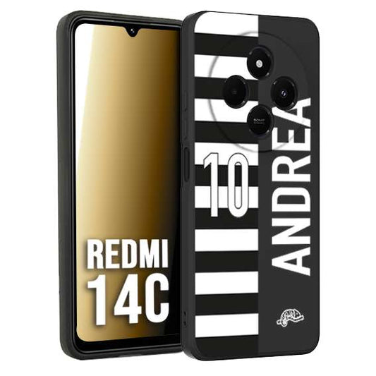 CUSTOMIZZA - Custodia cover nera morbida in tpu compatibile per Xiaomi Redmi 14C personalizzata calcio football nome e numero calciatori bianconera