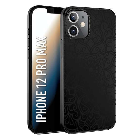 CUSTOMIZZA - Custodia cover nera morbida in tpu compatibile per iPhone 12 PRO MAX mandala nero fiore vedo non vedo donna