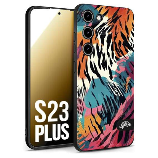 CUSTOMIZZA - Custodia cover nera morbida in tpu compatibile per Samsung S23 PLUS leopardato maculato tigrato tiger colorata summer color