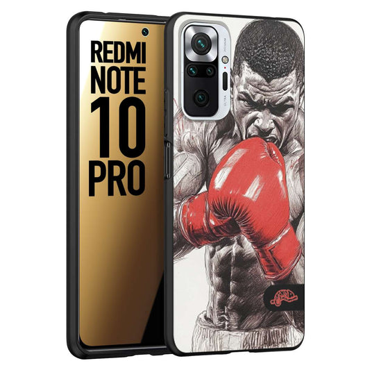 CUSTOMIZZA - Custodia cover nera morbida in tpu compatibile per Xiaomi Redmi Note 10 PRO pugilato pugili disegno tattoo guantoni box pesi massimi gancio