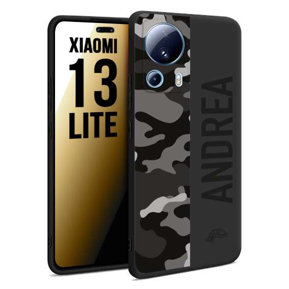 CUSTOMIZZA - Custodia cover nera morbida in tpu compatibile per Xiaomi 13 LITE camouflage mimetico militare personalizzata nome