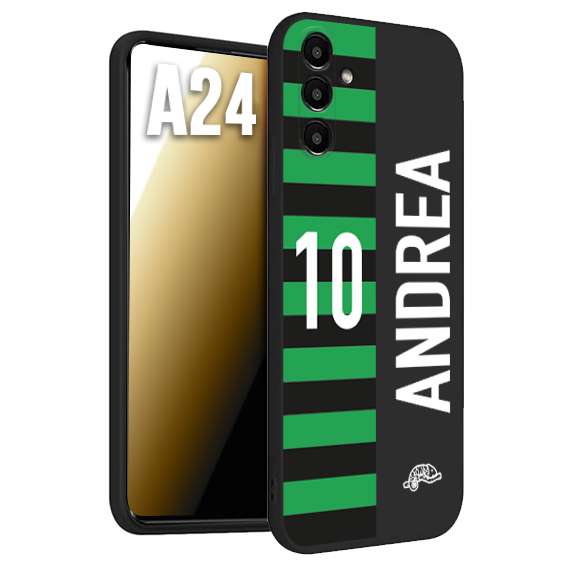 CUSTOMIZZA - Custodia cover nera morbida in tpu compatibile per Samsung A24 personalizzata calcio football nome e numero calciatori neroverde