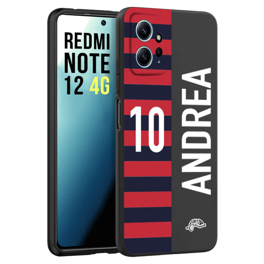 CUSTOMIZZA - Custodia cover nera morbida in tpu compatibile per Xiaomi Redmi Note 12 4G personalizzata calcio football nome e numero calciatori rossoblu