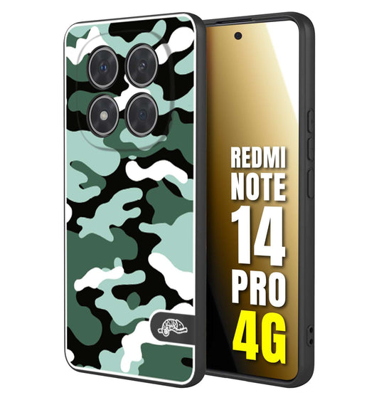CUSTOMIZZA - Custodia cover nera morbida in tpu compatibile per Xiaomi Redmi Note 14 PRO 4G camouflage mimetico militare verde green