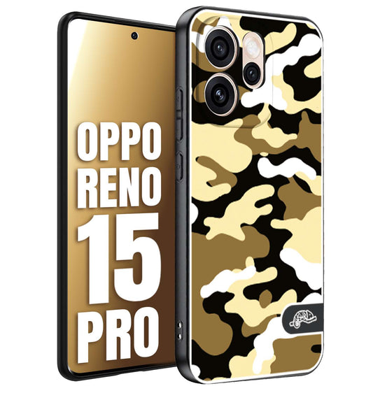 CUSTOMIZZA - Custodia cover nera morbida in tpu compatibile per Oppo Reno 15 PRO camouflage mimetico militare giallo desert brown