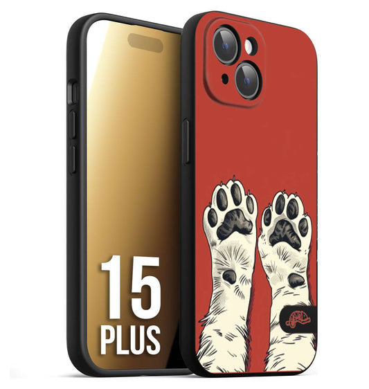 CUSTOMIZZA - Custodia cover nera morbida in tpu compatibile per iPhone 15 PLUS zampe di gatto cat paws rossa red disegnata fumetto cartoon