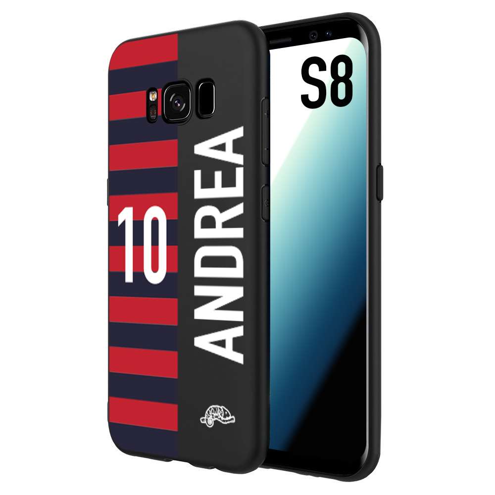 CUSTOMIZZA - Custodia cover nera morbida in tpu compatibile per Samsung S8 personalizzata calcio football nome e numero calciatori rossoblu