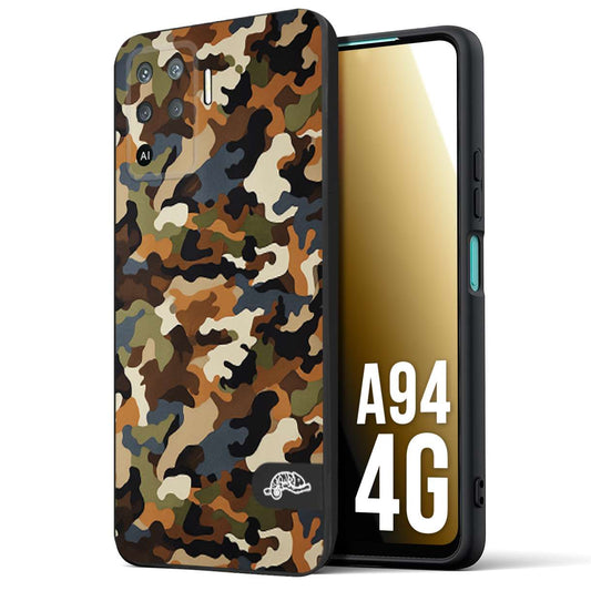 CUSTOMIZZA - Custodia cover nera morbida in tpu compatibile per Oppo A94 4G camouflage mimetico militare moderno blu marrone beige