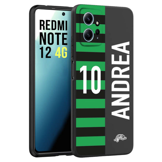 CUSTOMIZZA - Custodia cover nera morbida in tpu compatibile per Xiaomi Redmi Note 12 4G personalizzata calcio football nome e numero calciatori neroverde