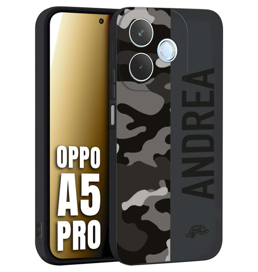 CUSTOMIZZA - Custodia cover nera morbida in tpu compatibile per Oppo A5 PRO camouflage mimetico militare personalizzata nome