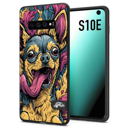 CUSTOMIZZA - Custodia cover nera morbida in tpu compatibile per Samsung S10E Chihuahua illustrazione cane pop art cane street art cartone animato