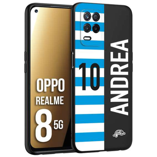CUSTOMIZZA - Custodia cover nera morbida in tpu compatibile per Realme 8 5G personalizzata calcio football nome e numero calciatori biancazzurri