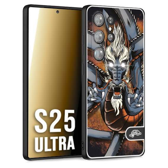 CUSTOMIZZA - Custodia cover nera morbida in tpu compatibile per Samsung S25 ULTRA drago giapponese tattoo japan dragon